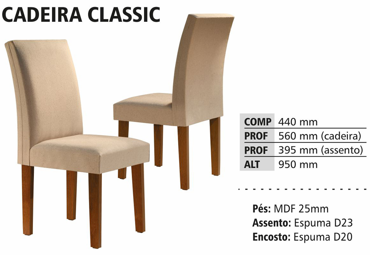 Conjunto Sala de Jantar Mesa Tampo de Vidro e 4 Cadeiras Classic Cel Móveis